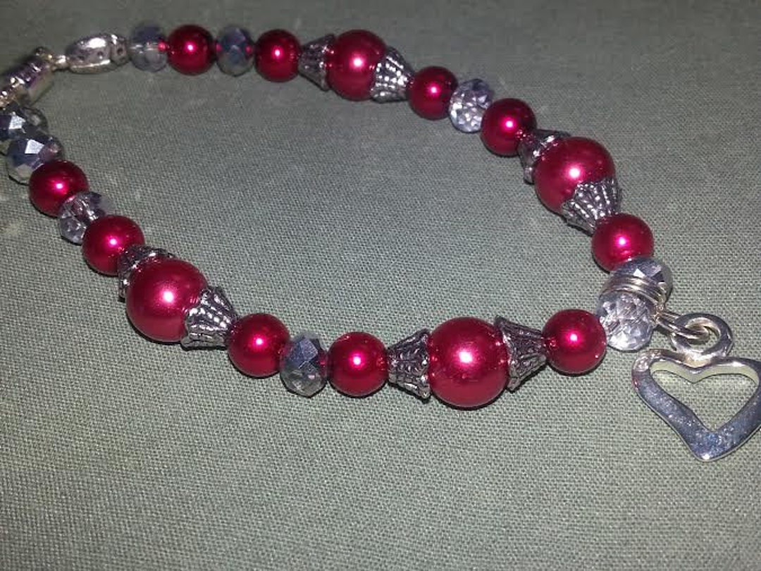 Red Pearl Heart Dangles main image 1