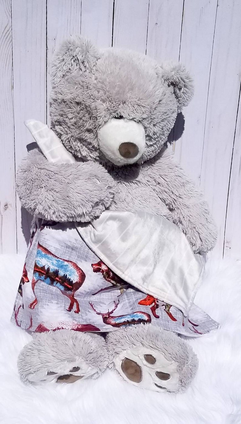 Baby Minky Lovey or Car Seat Blanket Wild Wolf Deer and Bear Minky Baby Blanket for Rustic Woodland Nursery Embroidered Crib Blanket