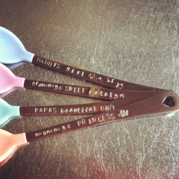 Hand Stamped Baby Spoons - The Perfect Baby Shower Gift - Set Of 4