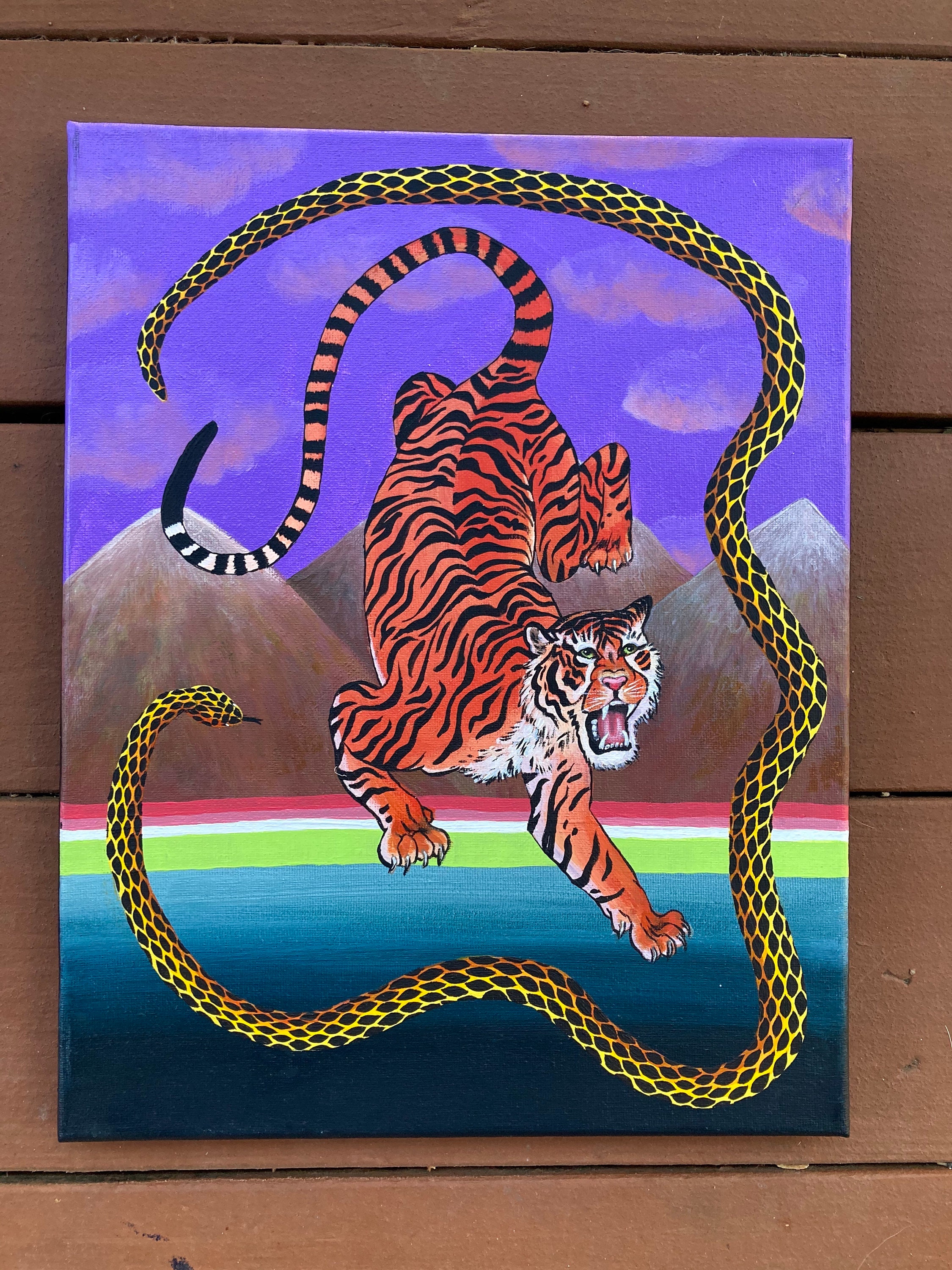 Tiger with Snake Etsy