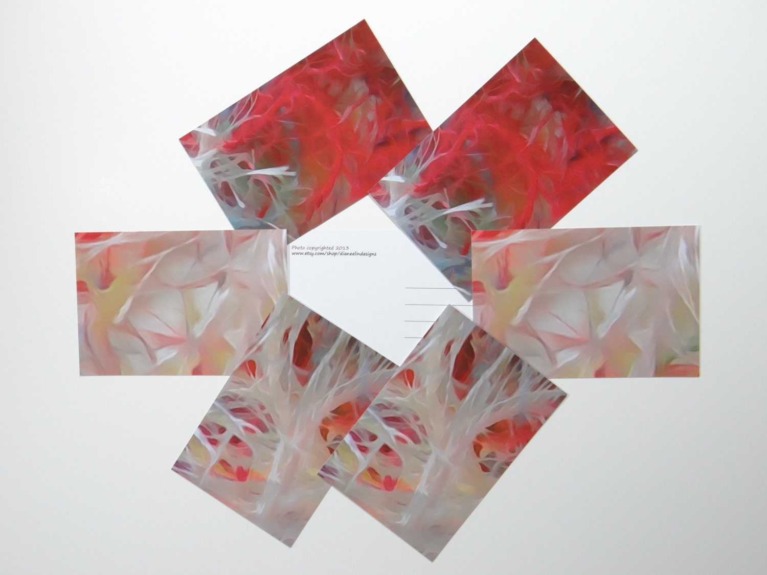 Abstract Art 4 X 6 Postcards, Photo Watecolor, Set of Six 2 of Each, Glossy  Finish on Front, Matte Finish on Back 