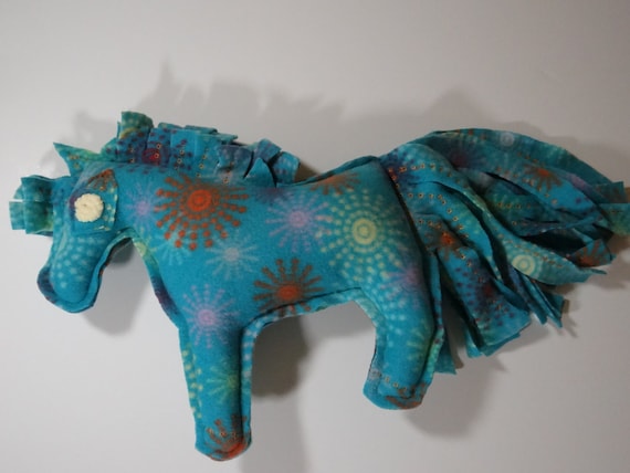 Stuffed Horse, Fleece, 12 X 9-1/2, Sarah, Embroidered Stars, Bushy