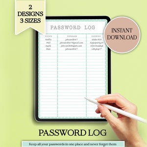 Password Log Tracker 2 Designs 3 Sizes Daily Planner Add - Etsy Australia