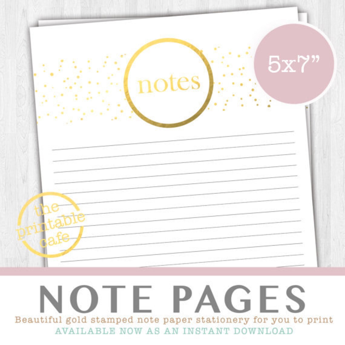 Printable Stationery Note Paper Gold Foil Design Sparkle | Etsy