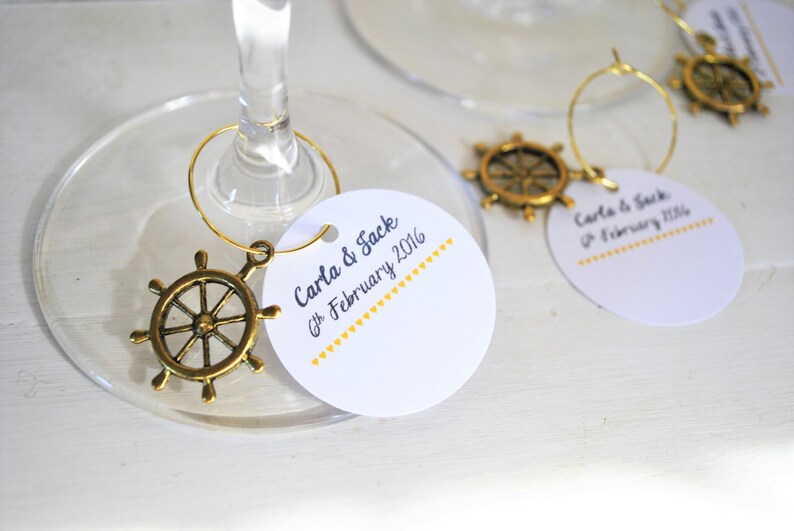Personalised Name Cards With Gold Sea Charms Sets Of 10 Etsy
