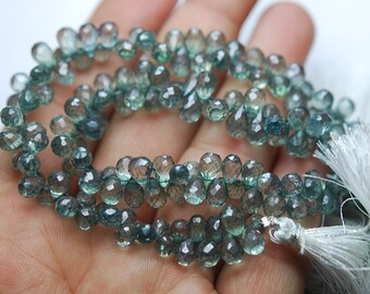 8 Inch Strand,Mystic GREEN AMETHYST QUARTZ Micro Faceted Tear Drops Shape Briolettes 8-9mm aprx