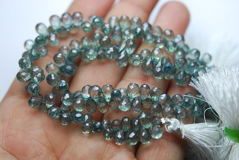 8 Inch Strand,Mystic GREEN AMETHYST QUARTZ Micro Faceted Tear Drops Shape Briolettes 8-9mm aprx