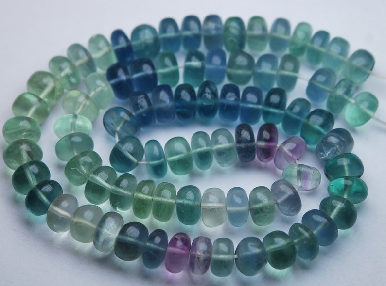 7 Inch strand,,Natural FLUORITE Faceted Rondelles,6-7mm Large size,
