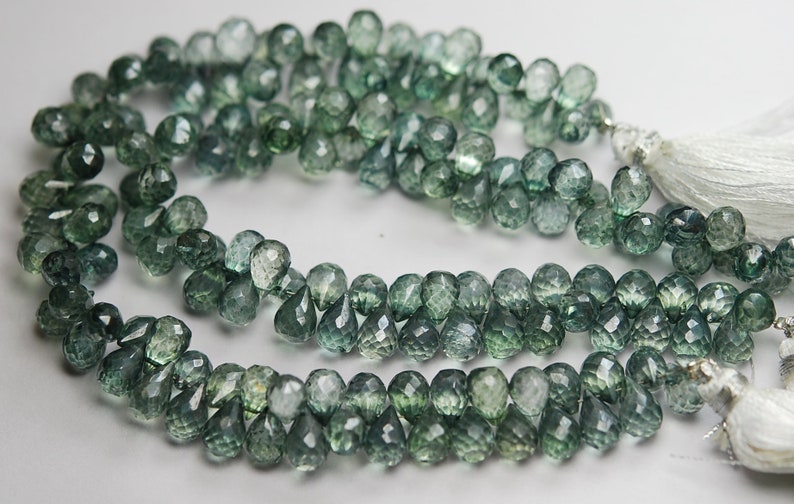 8 Inch Strand,Mystic GREEN AMETHYST QUARTZ Micro Faceted Tear Drops Shape Briolettes 8-9mm aprx