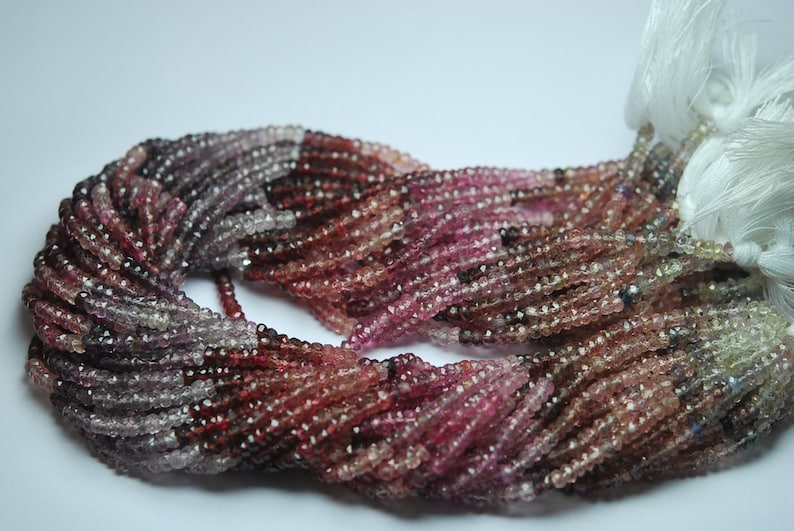 Finest Quality,Natural Multi Spinel Faceted Rondelles Beads 3.5-4mm aprx 13.5 Inch Strand
