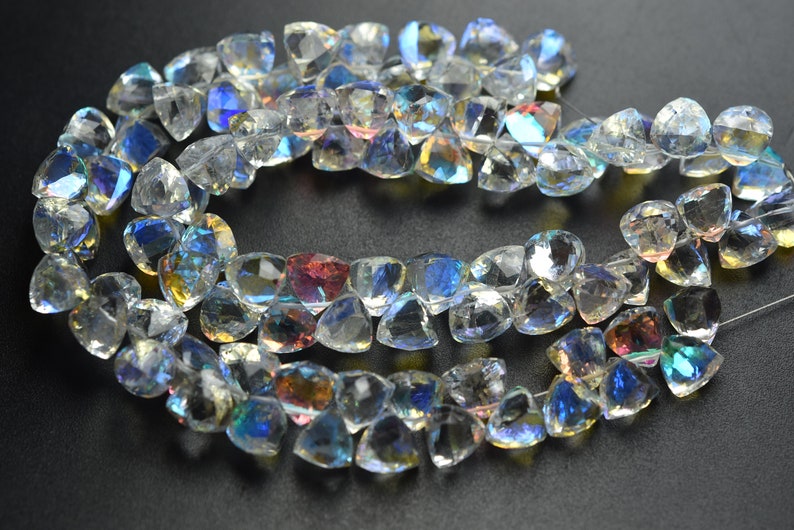 7 Inch Strand,Superb Finest Item,Rainbow Quartz Faceted 3D Trillion,7.5-8mm