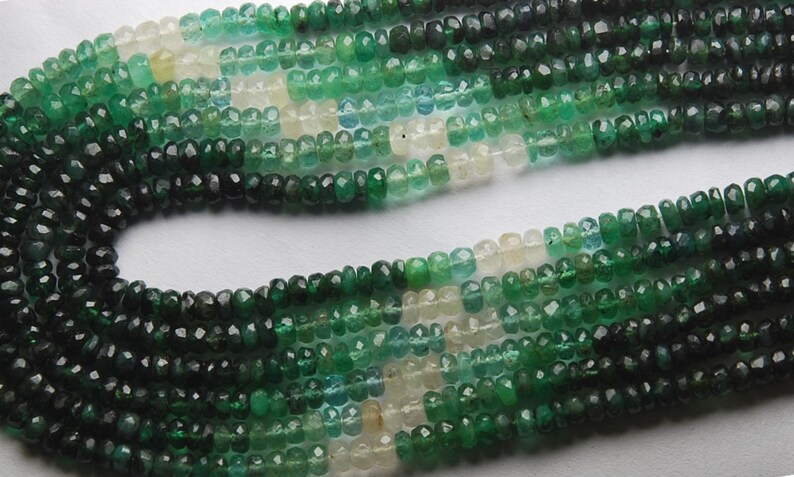 16 Inch Strand Finest Quality,NATURAL Shaded EMERALD Micro Faceted Rondelles 3.5-4.5mm aprx