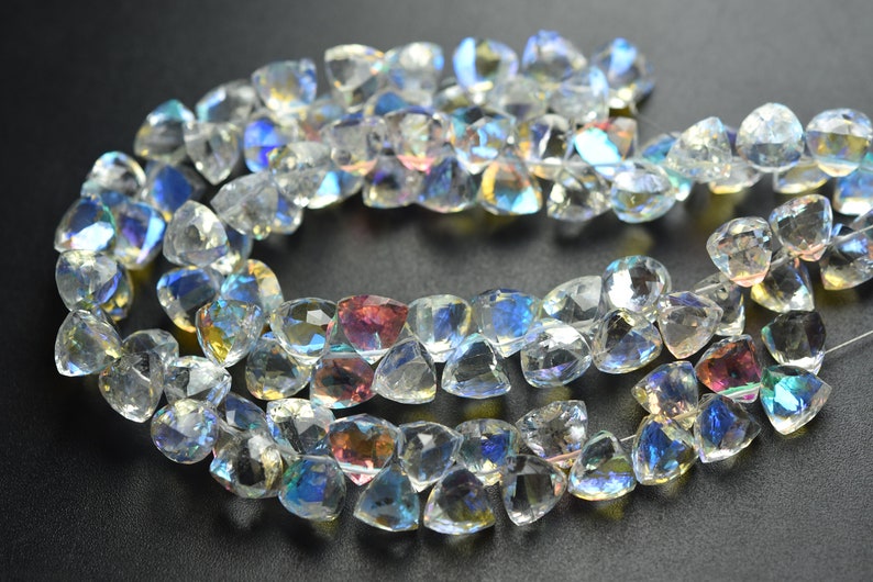 7 Inch Strand,Superb Finest Item,Rainbow Quartz Faceted 3D Trillion,7.5-8mm
