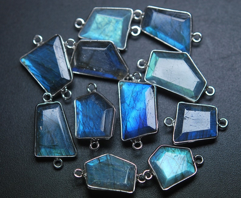 925 Sterling Silver,Rainbow Moonstone Faceted Heart Shape Pendant 6 Piece Of 15mm Approx