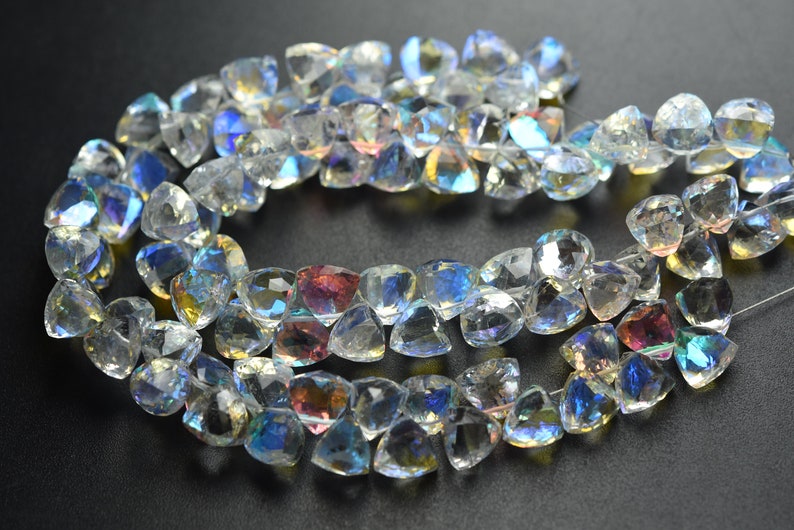 7 Inch Strand,Superb Finest Item,Rainbow Quartz Faceted 3D Trillion,7.5-8mm