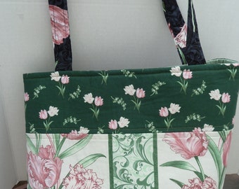 Black and Green Tulip Tote