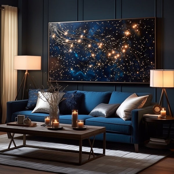 Starry Night Sky Canvas Art - Large Universe-Themed Print - Ideal Living Room or Sci-Fi Fan Gift - Many sizes to choose from
