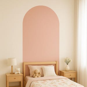 Modern Arch Wall Decal | Minimalist Removable Bed Backdrop | Abstract Peel-and-Stick Headboard Accent for Nursery or Kids Room Decor