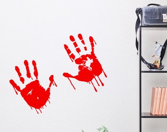 Bloody Hands Scary Red Vinyl Sticker - Zombie Blood Car Wall Laptop Window Halloween Decal Print - Vampire Bumper Horror Slimy Bleeding Sign