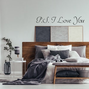Ps I Love You Wall Sticker - Romantic Bedroom Quote Decor Art Vinyl Decal - More Sign Quotes Letter Home Romance Qoute Removable Stickers