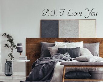 Ps I Love You Wall  Sticker - Romantic Bedroom Quote Decor Art Vinyl Decal - More Sign Quotes Letter Home Romance Qoute Removable Stickers