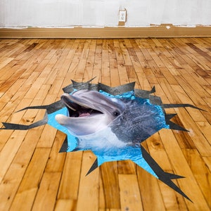 3d Dolphin Stickers For Floor 3d Floor Dolphin Decals Etsy