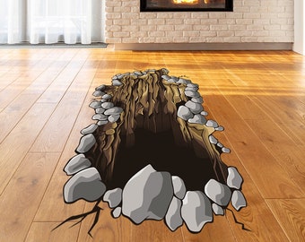 3d Floor Porthole Sticker - Self Adhesive Art Mural Living Room Vinyl  Hole Decal For Interior - Bathroom Waterproof Print Decor Stickers