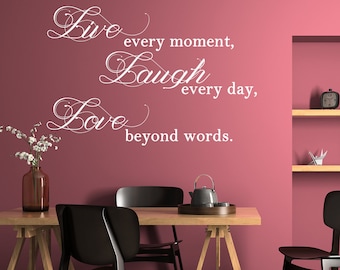 Live Laugh Love Sticker - Quote Art Mac Wall Stickers - Quotes Window Words Life Vinyl Decal - Laptop Positive Inspiration Family Bedroom