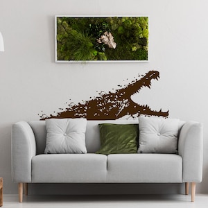 Aligator Wall Sticker - Gator Vinyl Decal - Boy Or Girl Cut Glossy Black Alligator Mural - Pro Decor Scary Crocodile Stickers