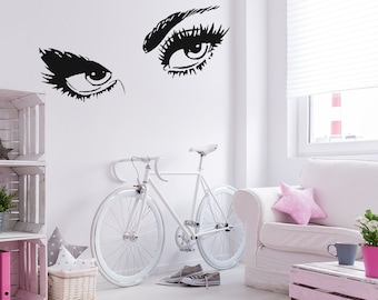 Woman Eye Vinyl Wall Sticker - Art Lash Face Girl Eyelash Decor Beauty ...