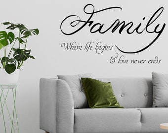 Family Quote Wall Sticker - Love Sign Decor  Vinyl Decal - Room Art Quotes Stickers - Rules Inspirational Motivational Inspiring Decals