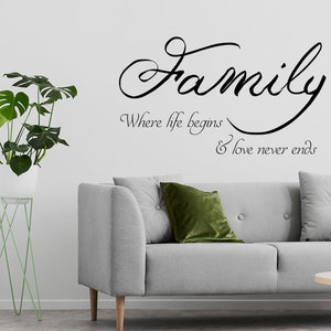 Family Quote Wall Sticker - Love Sign Decor  Vinyl Decal - Room Art Quotes Stickers - Rules Inspirational Motivational Inspiring Decals