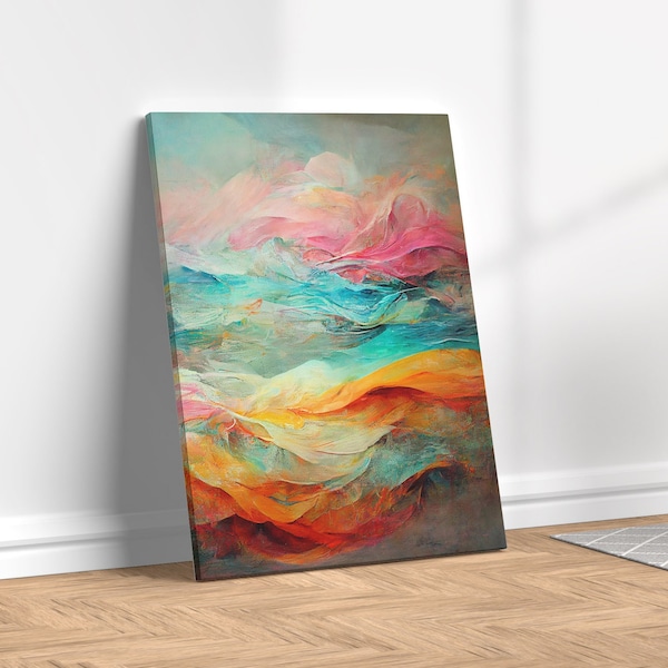 Abstract Soft Pastel Color Canvas - Large Wall Art Painting Print - Modern Bedroom Calm Warm Canvas Decor - Calming Relaxed Brush Painting