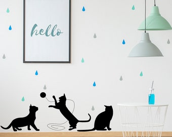 Cat Sticker - Cute Vinyl Funny Cats Lover Gift Lovers Decal - Art Pet Black Kitten Stickers - Decor  Silhouettes Kitty Die Cut