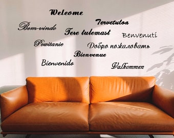 Welkom vinyl muurstickers - sticker sticker voordeur voordeur - hallo huis label aan onze grote labels hotel - cadeau voor decor verticale stickers