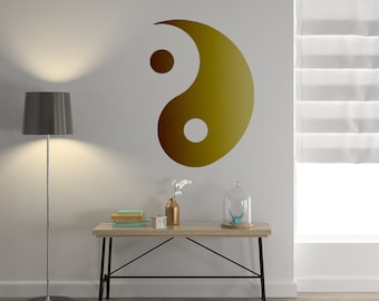 Sticker mural Yang Yin vinyle - Art pour fenêtre de yoga cadeau symbole Ying Mandala - Stickers muraux prismatiques rétro vinyle spirituel Zen