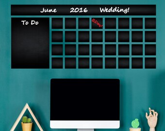 Office Calendar Chalkboard Vinyl Sticker - Editable Organizer Dry Erase Chalk Decal - Erasable Reusable Monthly Planner Blackboard Schdule