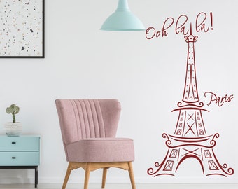 Eiffel Tower Wall Stickers - Paris Vinyl Decal - France Cute Travel Art Sticker - French Tour Waterproof 3d Decor Mural Gift Interior Decals