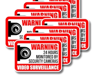 10x Video Camera Surveillance Warning Sign Pack - Home Outdoor Indoor Use Cctv Alarm Security Sticker Vinyl Waterproof Recording Alert Decal