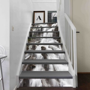 Stair Riser Vinyl Aufkleber - Treppen Steher Aufkleber - 3D Stick und Peel Aufkleber für Art Decor - Wasserfall Stufe Wandbilder Aufkleber Streifen Home Wandbild