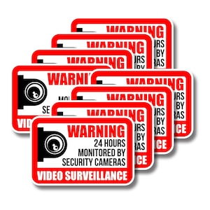10x Video Camera Surveillance Warning Sign Pack - Home Outdoor Indoor Use Cctv Alarm Security Sticker Vinyl Waterproof Recording Alert Decal