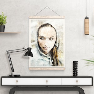 Poster photo personnalisé au crayon - Cadeau personnalisé à partir d'une image personnalisable sur une oeuvre d'art murale - Personnalisez votre photo pour un portrait personnalisé