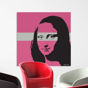 Banksy Mona Lisa Is Pop Art Canvas - Wall Da Vinci Graffiti Large Framed Print - Bansky Mooning Grafitti Arrest Gift Painting - Mona Lisa