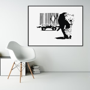 Banksy Leopard Barcode Graffiti Poster Art - Street Grafitti Wall Artwork Decor Tiger Print Gift - Leopard Poster - Banksy Street Art
