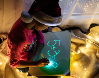 Planche à dessin légère pour enfants - La tablette de pad de dessin à effet néon Glow In Dark - Jouet de développement magique amusant avec Led Sketch Lightboard Cadeau