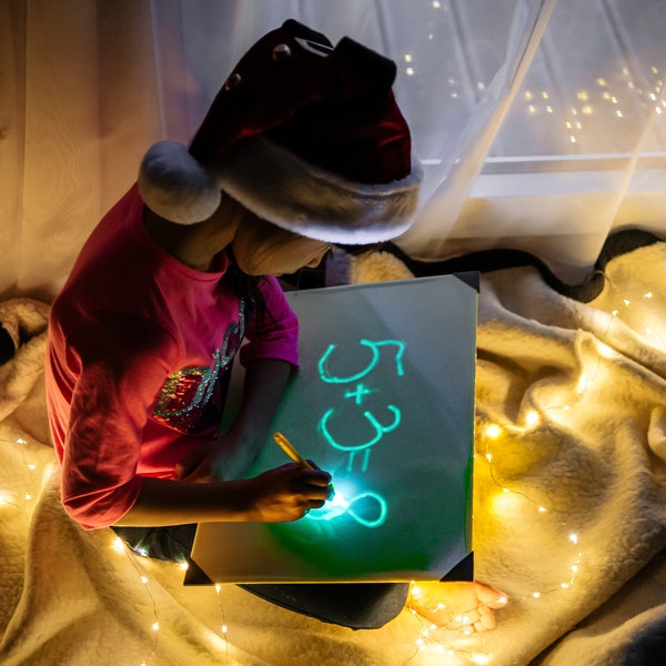Light Drawing Board For Kids - The Glow In Dark Neon Effect Draw Pad Tablet - Fun Magic Developing Toy With Led Sketch Lightboard Gift