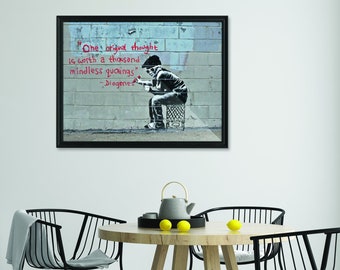 Póster de pared con cita del artista Diógenes - Divertidos pósteres decorativos con motivos de grafiti callejero para habitaciones - Láminas de arte grandes para el hogar, dormitorio y cocina