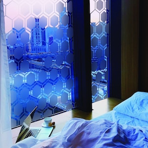 Frosted Window Film Privacy Vinyl Decal - Etched Glass Etch Cling For Bedroom - Frost Door Translucent Sticker - Frosting Geometric Pattern