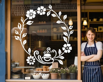 Calcomanía de vinilo con logotipo comercial personalizado - Adhesivo de ventana de un solo color para publicidad comercial personalizada - Adhesivo extraíble para pared o letrero