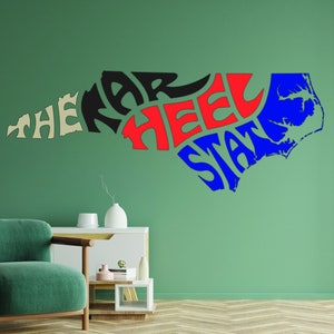 North Carolina Love Decal - Removable Vinyl Wall Sticker - NC State Map Design - Tennessee Fan Gift - The Tar Heel State Quote Sticker